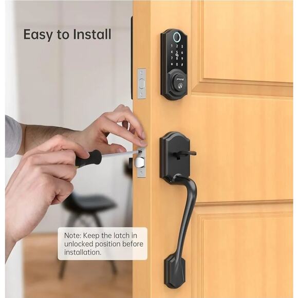 Front Door Lock Set with Handle Fingerprint Keyless Entry Smart Deadbolt - Picture 9 of 9